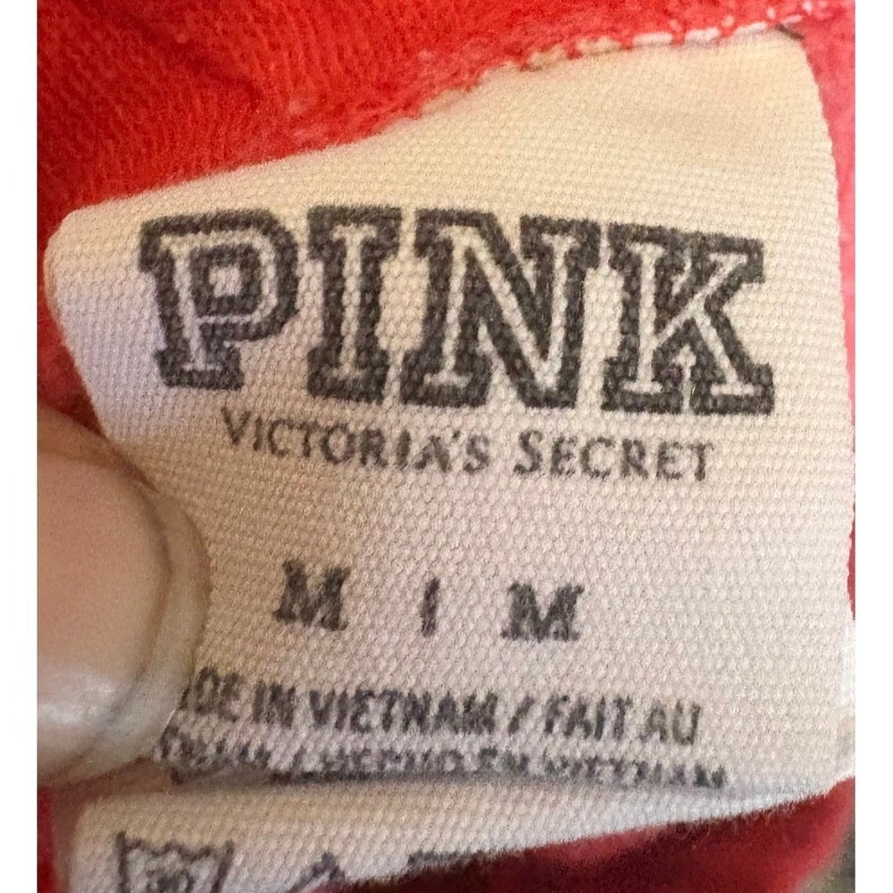 Y2K Victorias Secret PINK Sweatpants Coral Red Wide Leg Back Logo Pants M - Picture 4 of 6